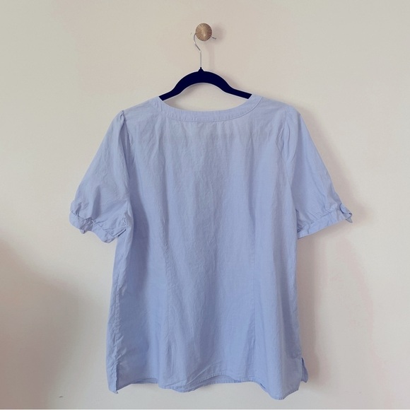Talbots 100% Cotton Poplin Tie Short Sleeve Top End-On-End size XL - Picture 4 of 6
